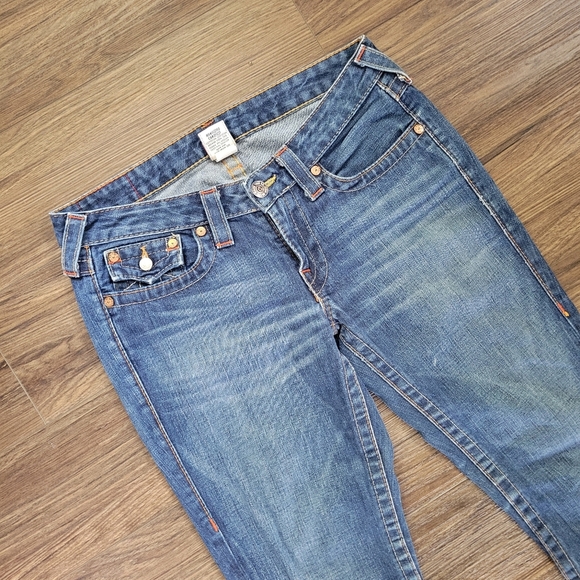 Y2K Vintage True Religion World Tour Joey Twisted Seam Flare Jeans Womens Sz 29* - Picture 3 of 10